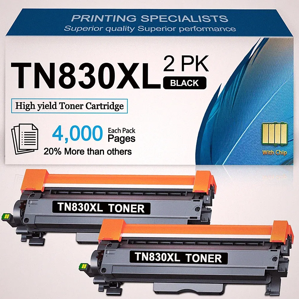 2 Pack TN830XL Toner High Yield for Brother TN-830XL HL-L2480DW DCP-L2640DW