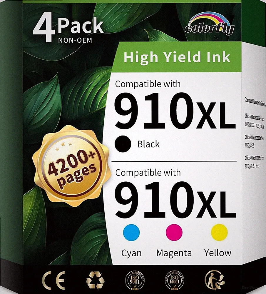 910XL Ink Cartridges Combo Pack Replacement for HP Ink 910 XL Color and Black Co