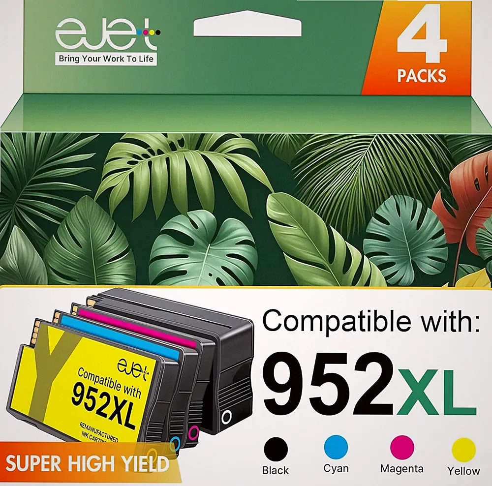 952XL Ink Cartridges Combo Pack High Page Yield (4-Pack) Compatible for HP 952XL