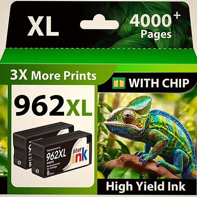 962XL Black Ink Cartridges Combo Pack with Latest Chip – 2 Pack