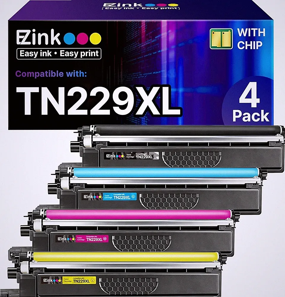 E-Z Ink Compatible Toner Cartridge Replacement for Brother TN229XLBK/C/M/Y-4 Pck