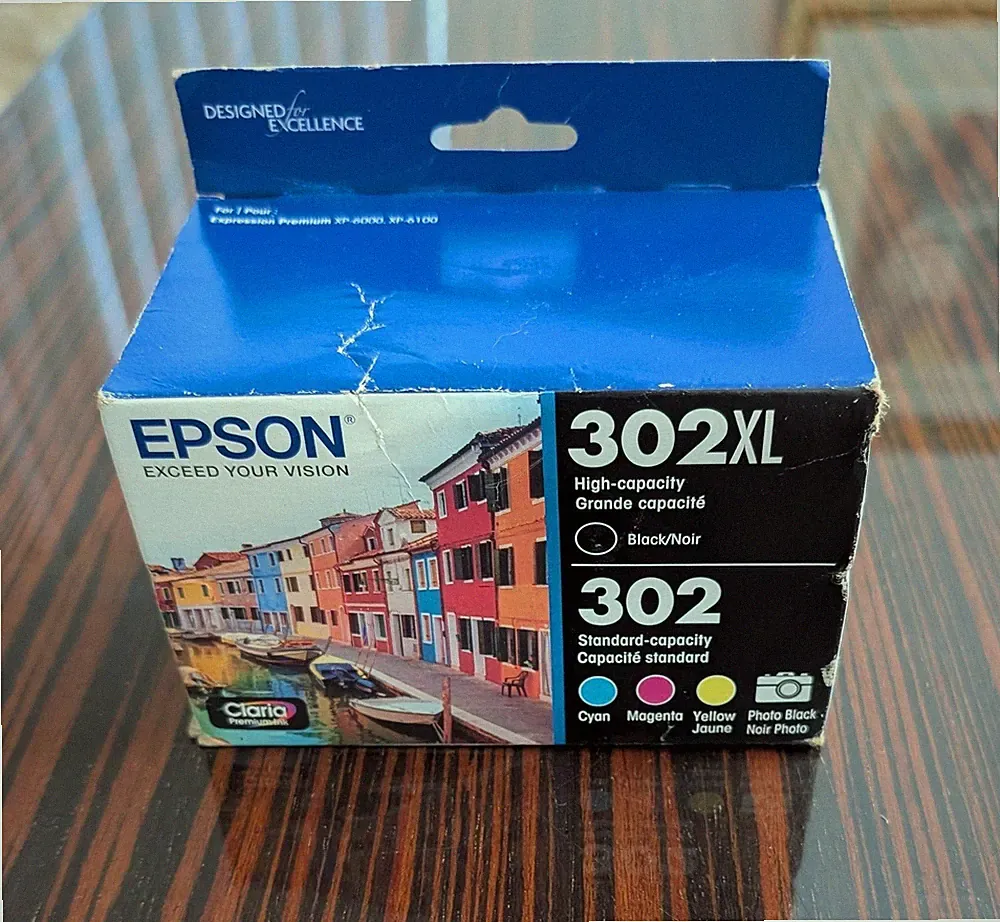 GENUINE EPSON 302XL Black & 302 C/Y/M/Photo Ink Cartridges Pack