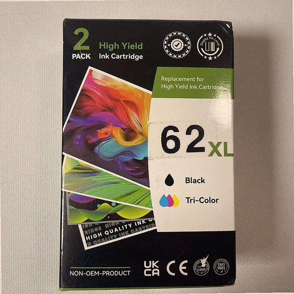 Printer Ink 62XL Black + 62 XL Color Cartridges Combo Pack