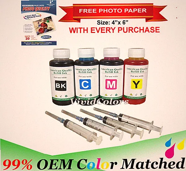 Refill Dye Ink for HP 65 65XL Black Color Ink Cartridge 400ml Deskjet 3752 3755